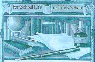 Waterman Ink Ad, circa 1910, reading "For School Life or LIfe's School"
