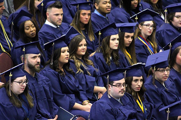 Overhead view of graduates