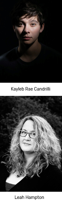 Headshots of Kayleb Rae Candrilli and Leah Hampton