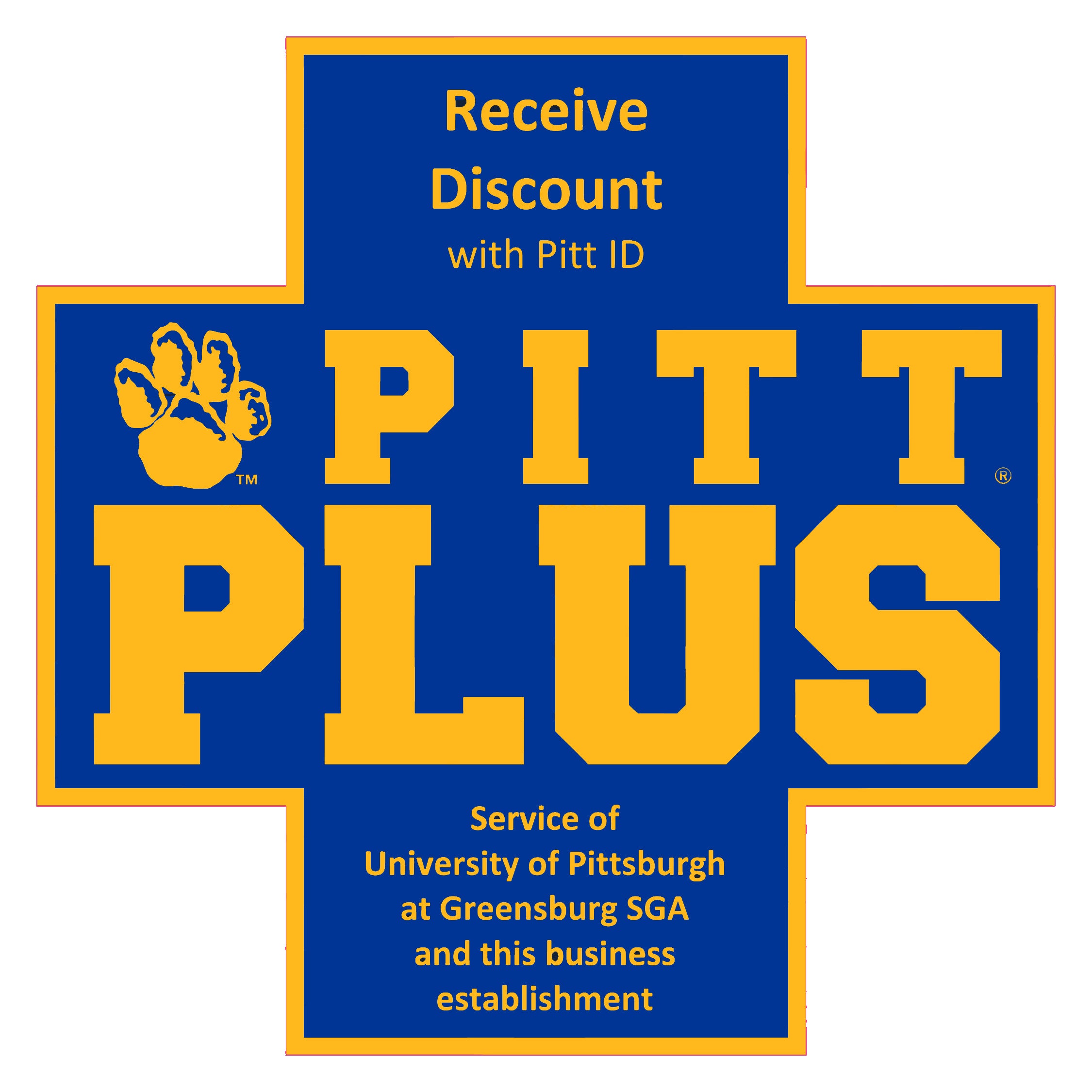 Pitt Plus logo - Receive Discount with Pitt ID, Service of University of Pittsburgh at Greensburg SGA and this business establishment