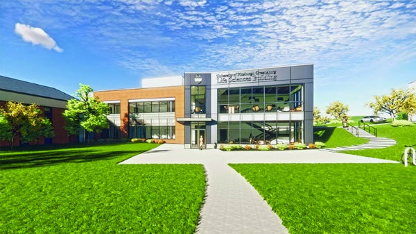Architectural rendering of Life Sciences Building on Pitt-Greensburg campus