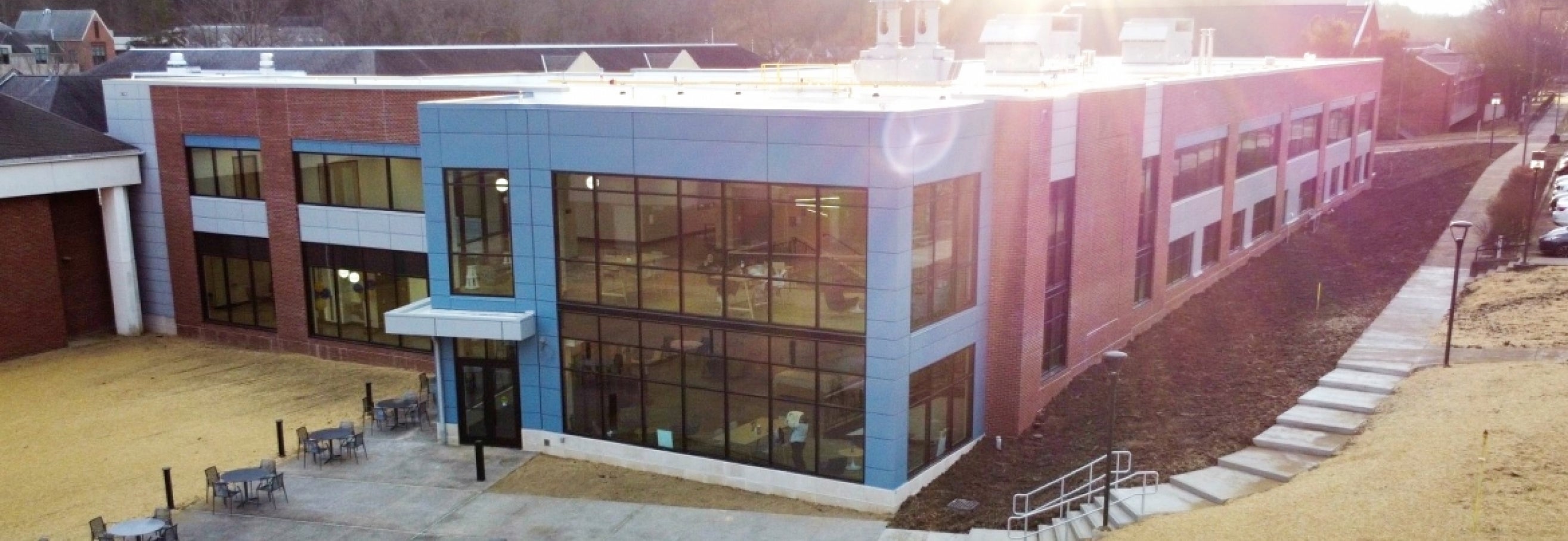 Aerial photo of new Life Sciences Building.