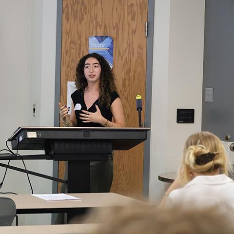 FHC student during her presentation