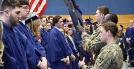 Military procession at graduation